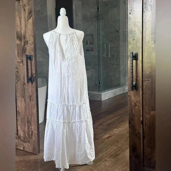 World Market Boho Sleeveless White Maxi Dress | Size Large/Medium - Picture 8 of 8